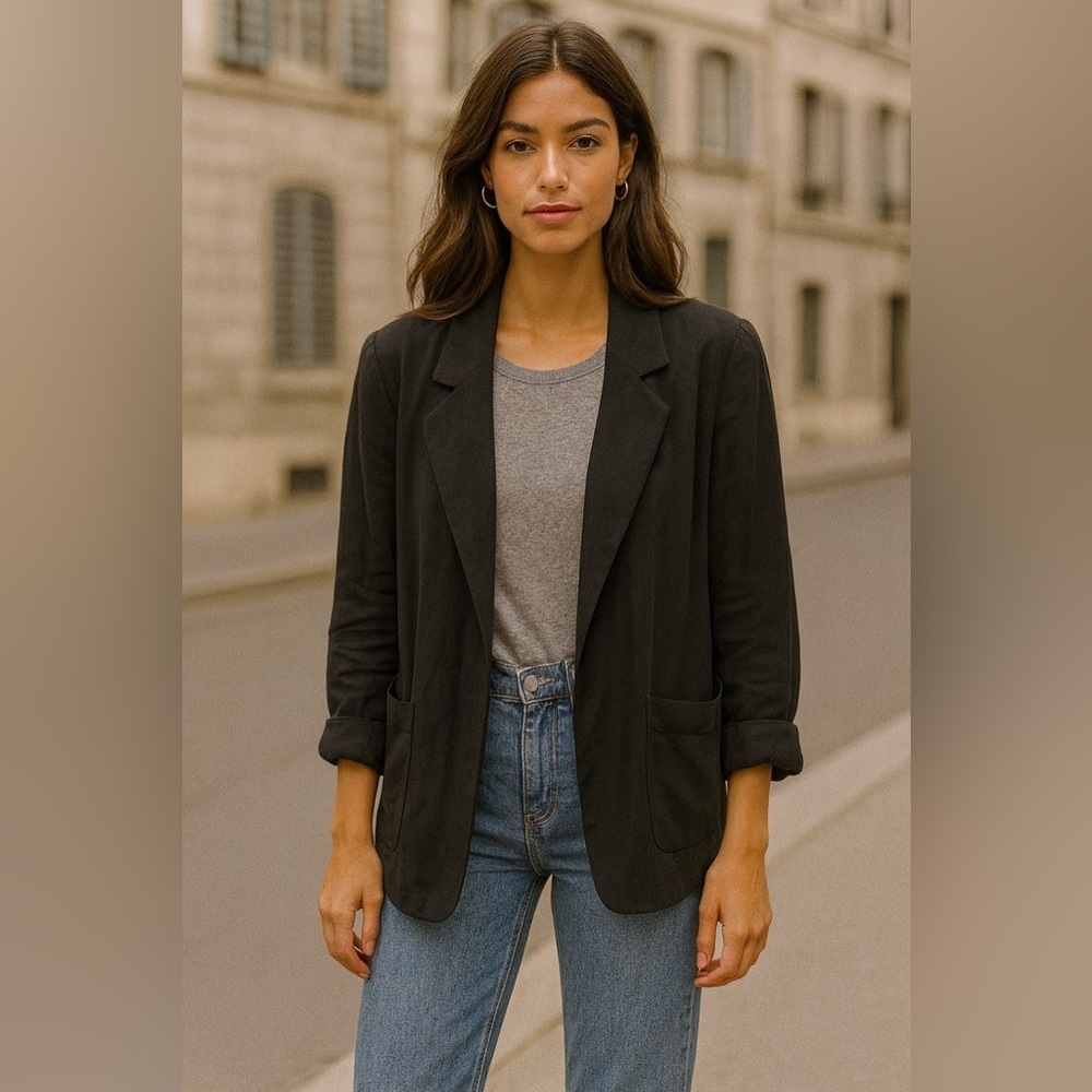 Veronika Maine Blazer Oversized Lightweight Jet Black Unstructured Size …​​